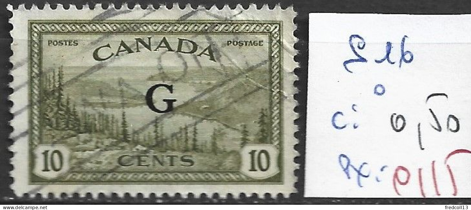 CANADA SERVICE 16 Oblitéré Côte 0.50 € - Surchargés