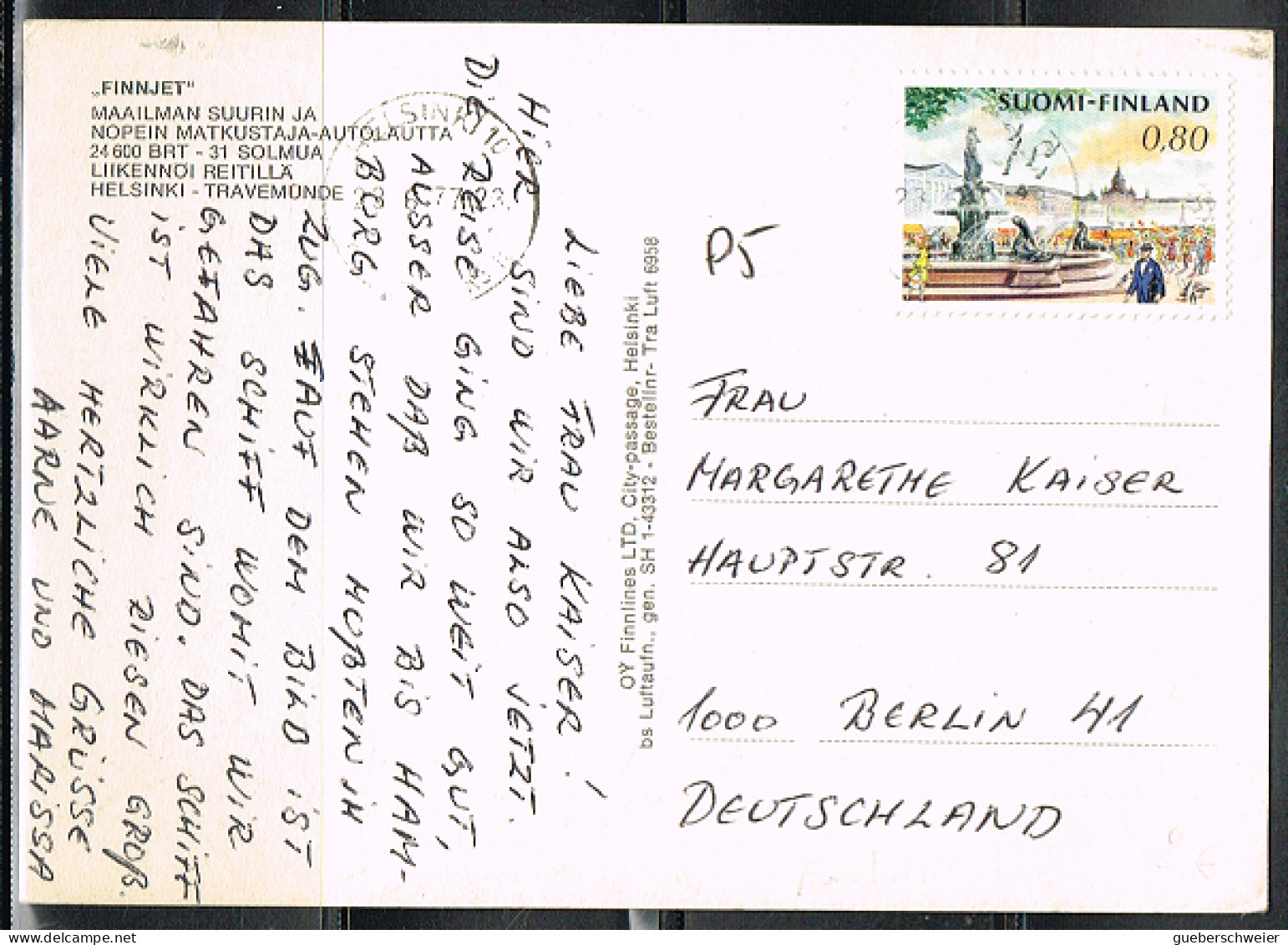 FONT-L26 - FINLANDE N° 725 Fontaine Sur Carte Postale - Cartas & Documentos