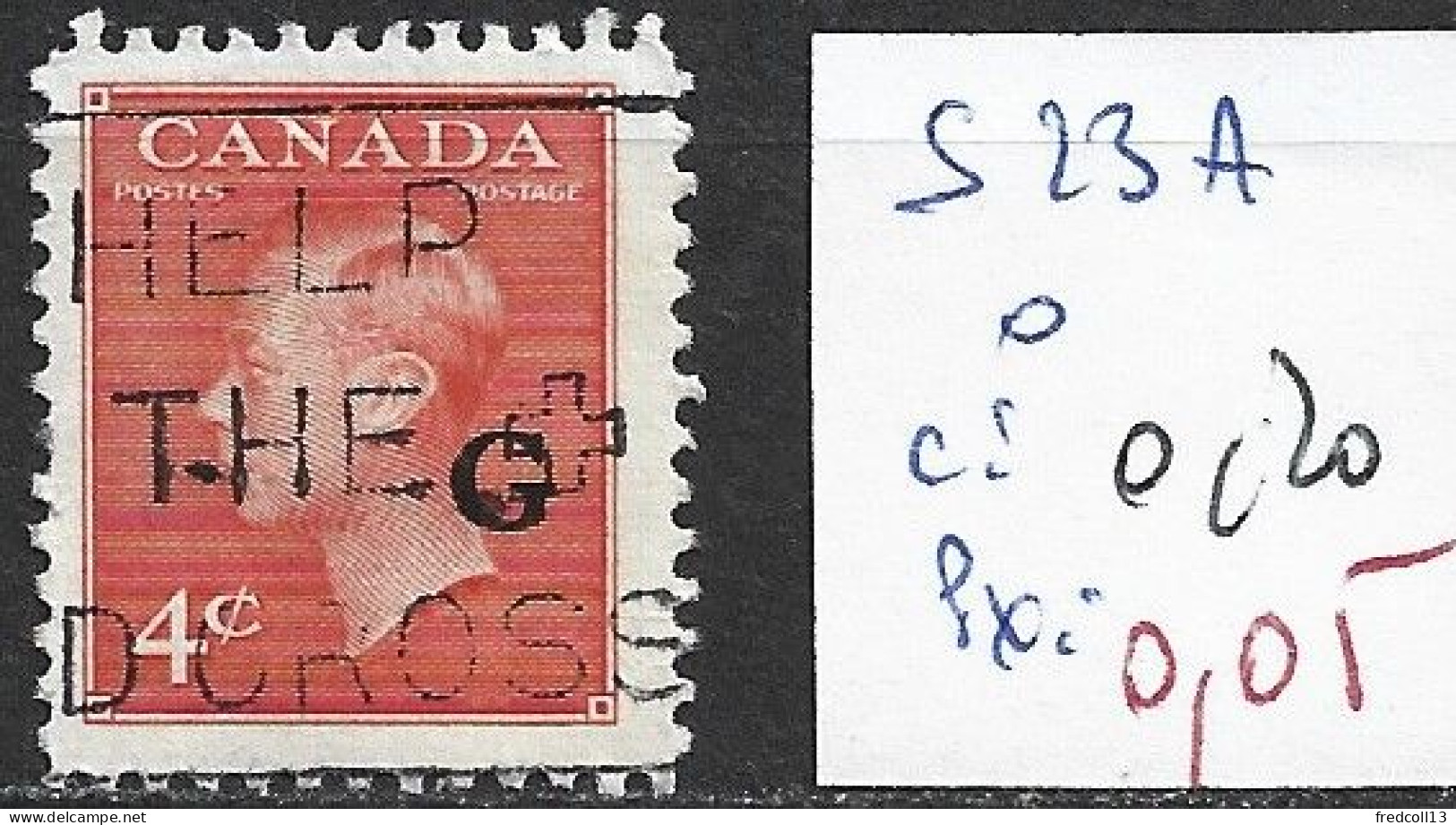 CANADA SERVICE 23A Oblitéré Côte 0.20 € - Overprinted