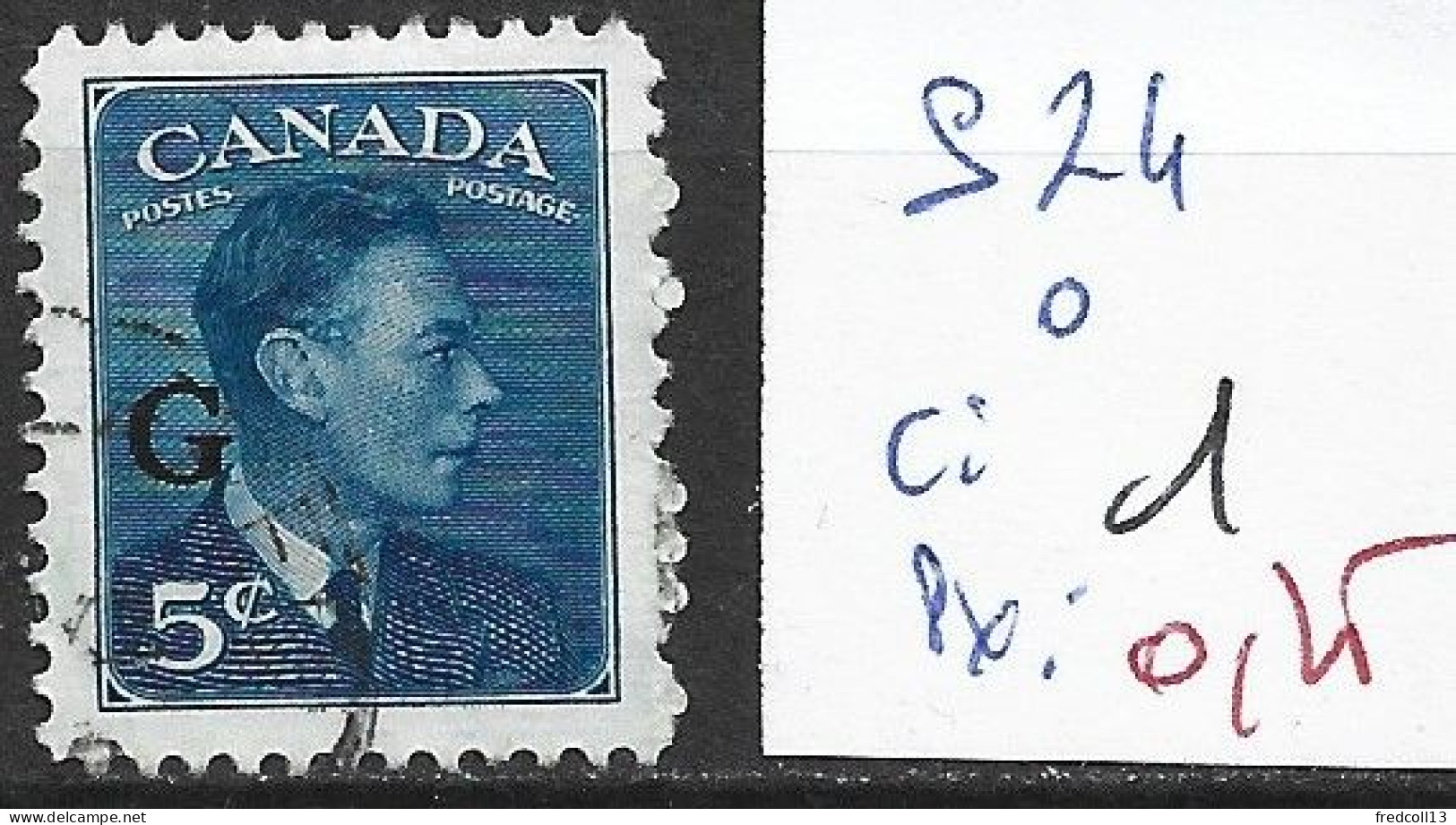 CANADA SERVICE 24 Oblitéré Côte 1 € - Overprinted