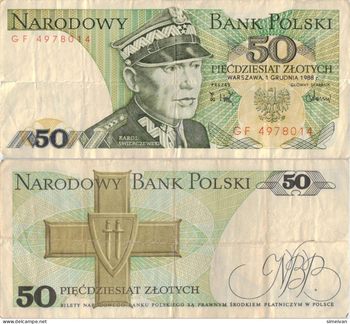 Poland 50 Zlotych 1988 P-142c Banknote Europe Currency Pologne Polen #5296 - Pologne