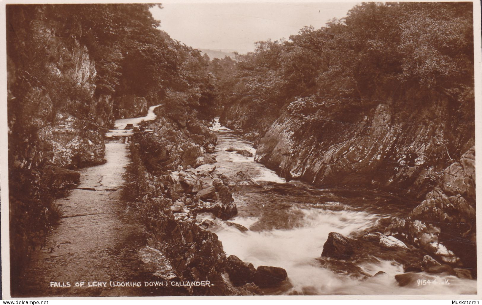 United Kingdom PPC Falls Of Leny (looking Down) Callander EDINBURGH 1928 REadressed HELSINGØR Denmark Echte Real Photo - Perthshire