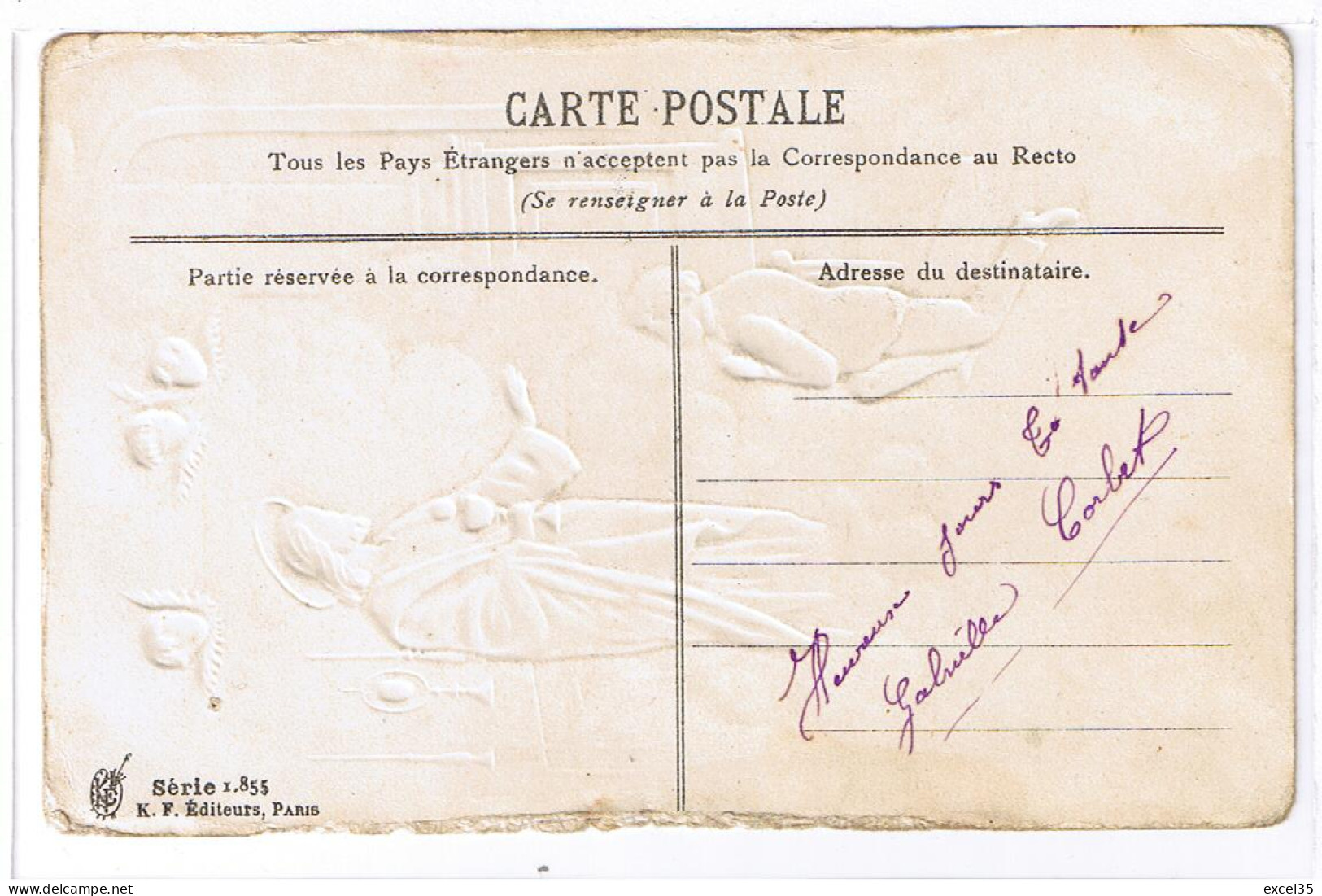 Souvenir De Première Communion Motifs En Relief Par Gaufrage - K F Editeurs, Paris - Série 1.855 - Comunioni
