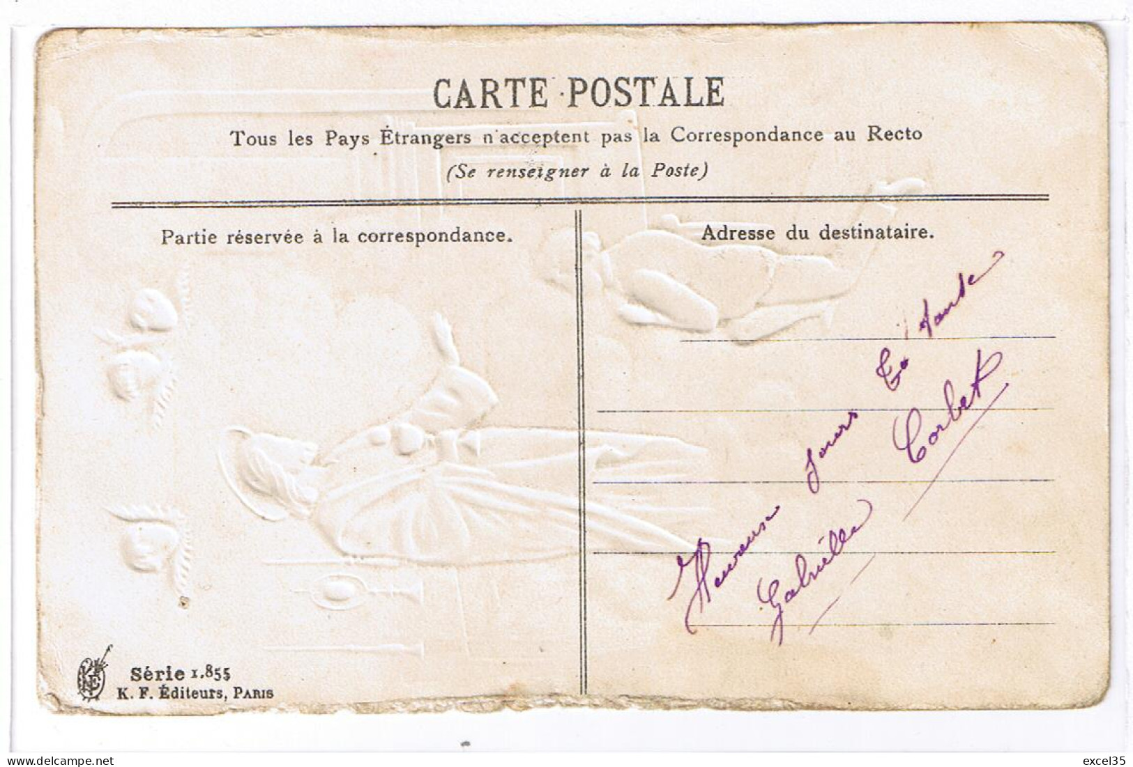 Souvenir De Première Communion Motifs En Relief Par Gaufrage - K F Editeurs, Paris - Série 1.855 - Comuniones