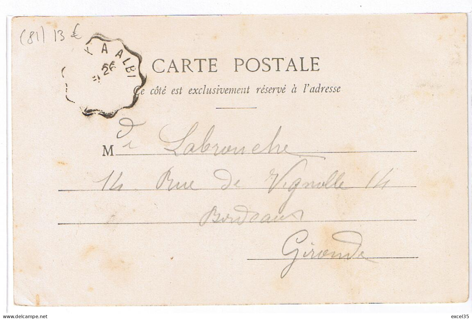 81 CARMAUX - CPA DND E Cachet Convoyeur - Avenue De La Gare, Chien Et Marchand Ambulant -Phototypie LABOUCHE FRERES Tse. - Carmaux