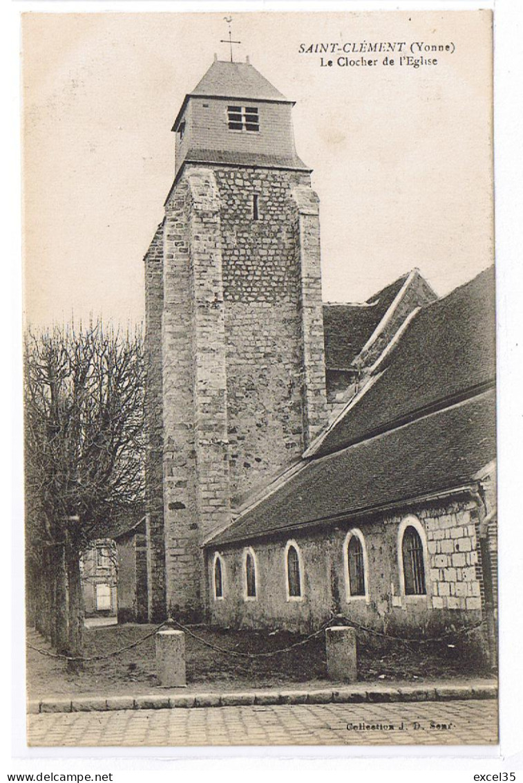 89 SAINT CLEMENT - Le Clocher De L'église, Collection J D Sens  - Cachet 104ème Régiment D'Infanterie Territoriale - Saint Clement