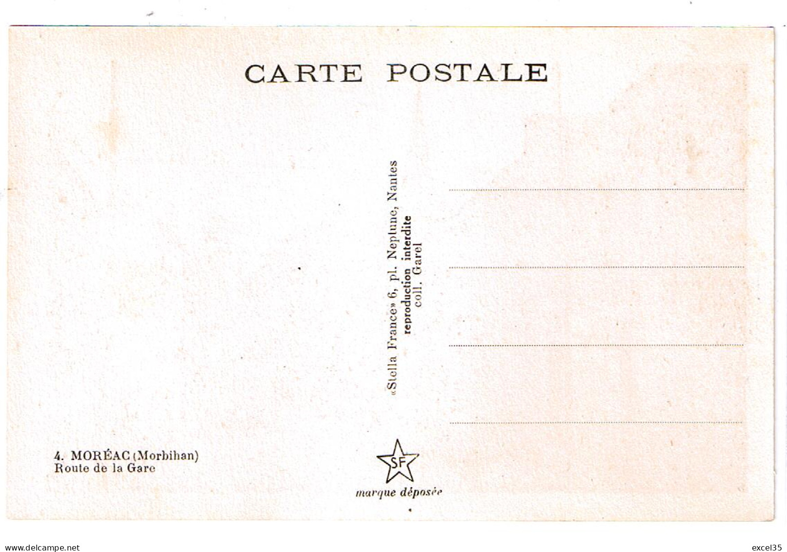 56 MOREAC (canton Locminé) - Route De La Gare - Collection GAREL, STELLA FRANCE N°4 - Tracteur, Poussette - Locmine