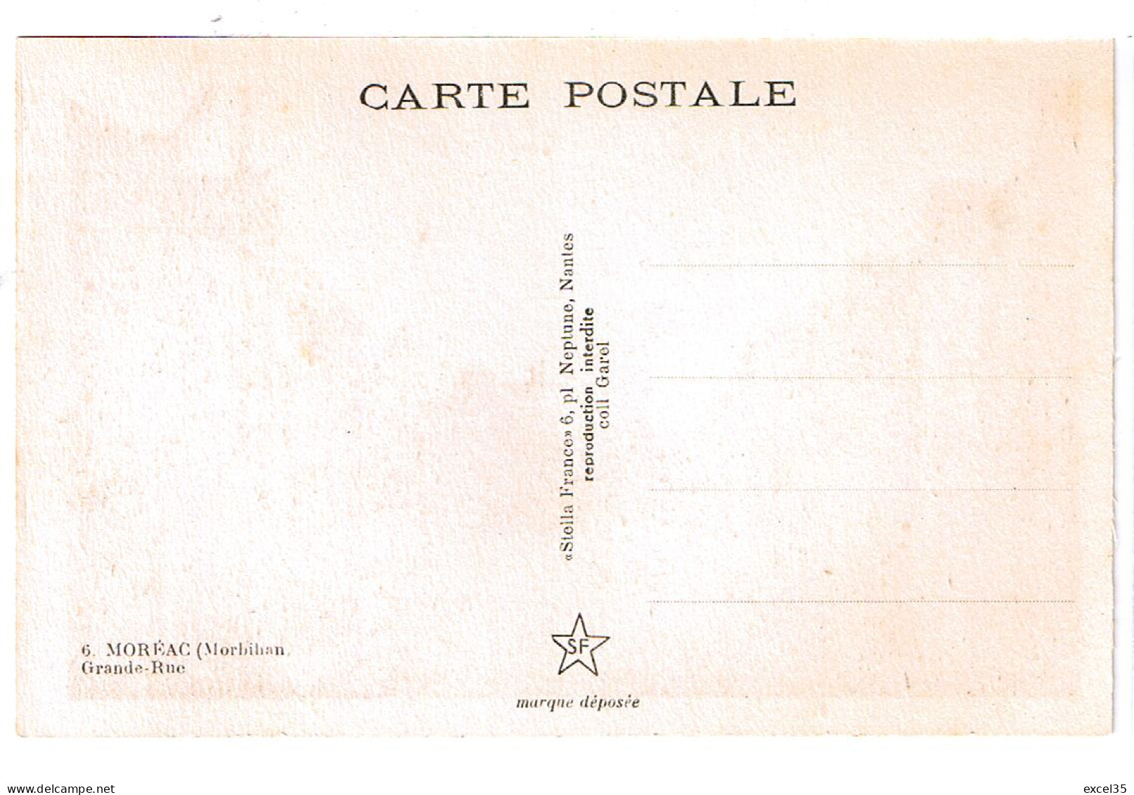 56 MOREAC (Canton De Locminé) - Grande Rue - Collection GAREL, STELLA FRANCE N°6  - Locmine