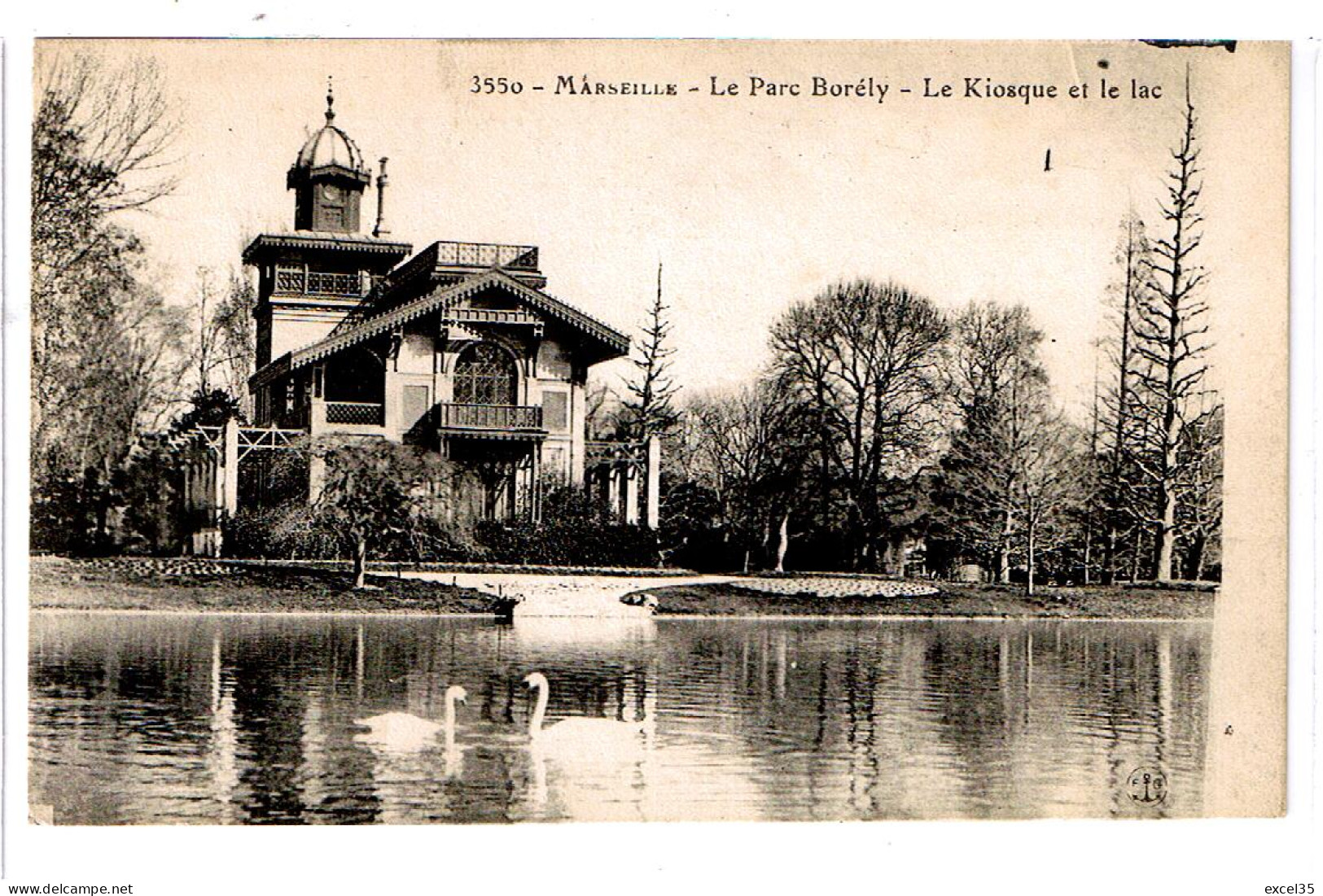 13 MARSEILLE Le Parc BORELY, Le KIOSQUE Et Le LAC - Editions E LACOUR N°3550 - Cygne - Parken En Tuinen