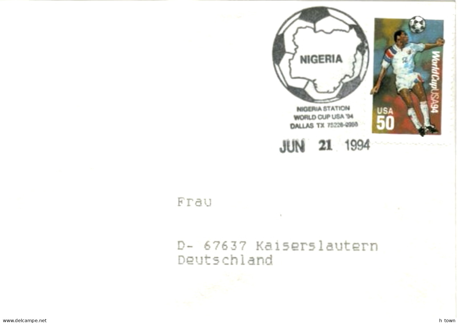 824  Coupe Du Monde 1994, États-Unis: Oblit. Dallas "Nigeria Station" - FIFA World Cup, USA. Football Soccer - 1994 – USA