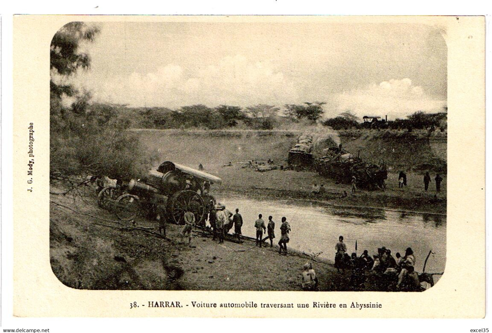 HARRAR ETHIOPIE ABYSSINIE - CPA NV RR - Voiture Automobile Traversant Une Rivière - J. G. MODY Photographe N°38 - Ethiopie