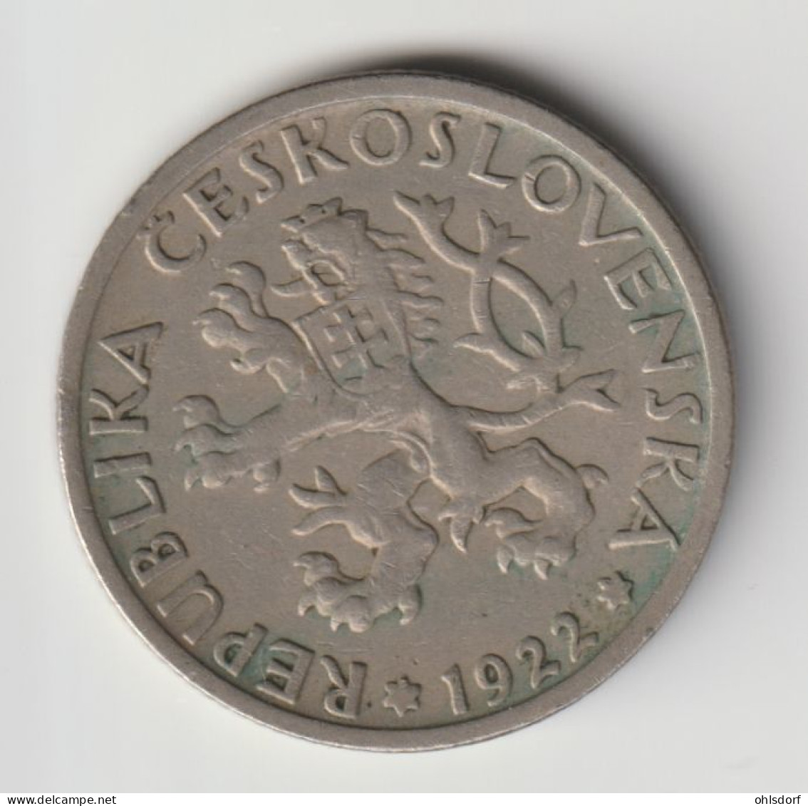 CZECHOSLOVAKIA 1922: 1 Koruna, KM 4 - Tchécoslovaquie