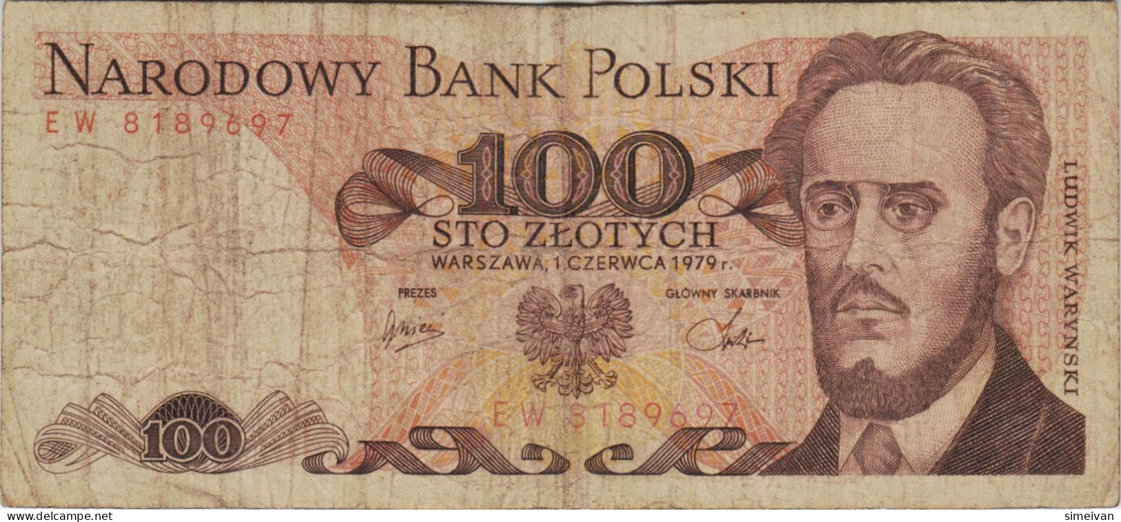 Poland 100 Zlotych 1979 P-143c Banknote Europe Currency Pologne Polen #5299 - Pologne