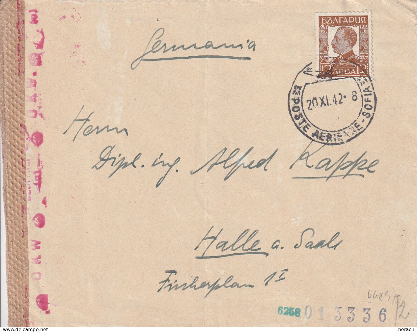 Bulgarie Lettre Censurée Pour L'Allemagne 1942 - Briefe U. Dokumente