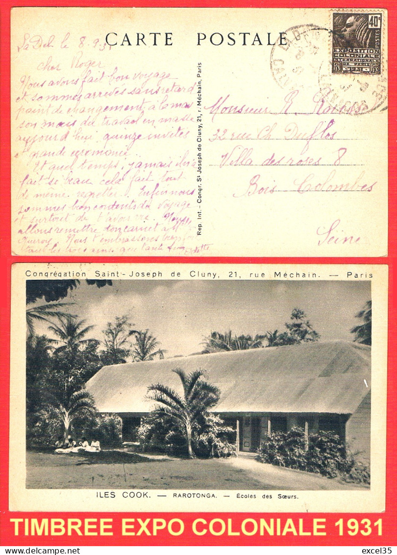 ILES COOK - RAROTONGA - CPA Ecoles Des Soeurs -- CONGREGATION ST-JOSEPH DE CLUNY - 21 Rue Méchain PARIS - Cook Islands