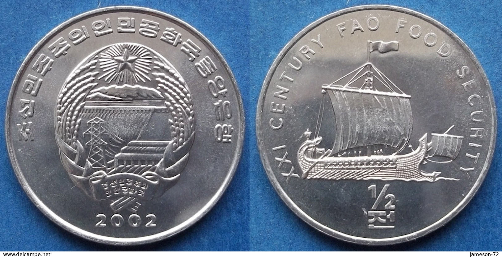 NORTH KOREA - 1/2 Chon 2002 "Ancient Ship" KM# 191 Democratic Peoples Republic (1948) - Edelweiss Coins - Corea Del Norte