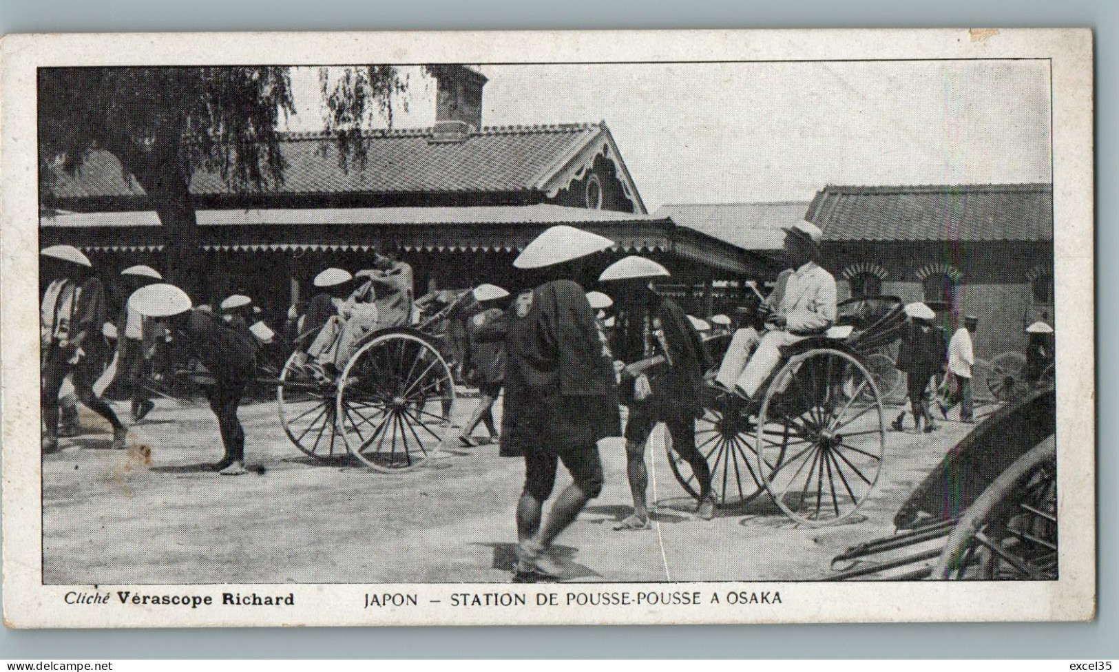 CPA NV TGP - 大阪の人力車駅 - Cliché Vérascope Richard - JAPON - STATION DE POUSSE-POUSSE à OSAKA - Osaka