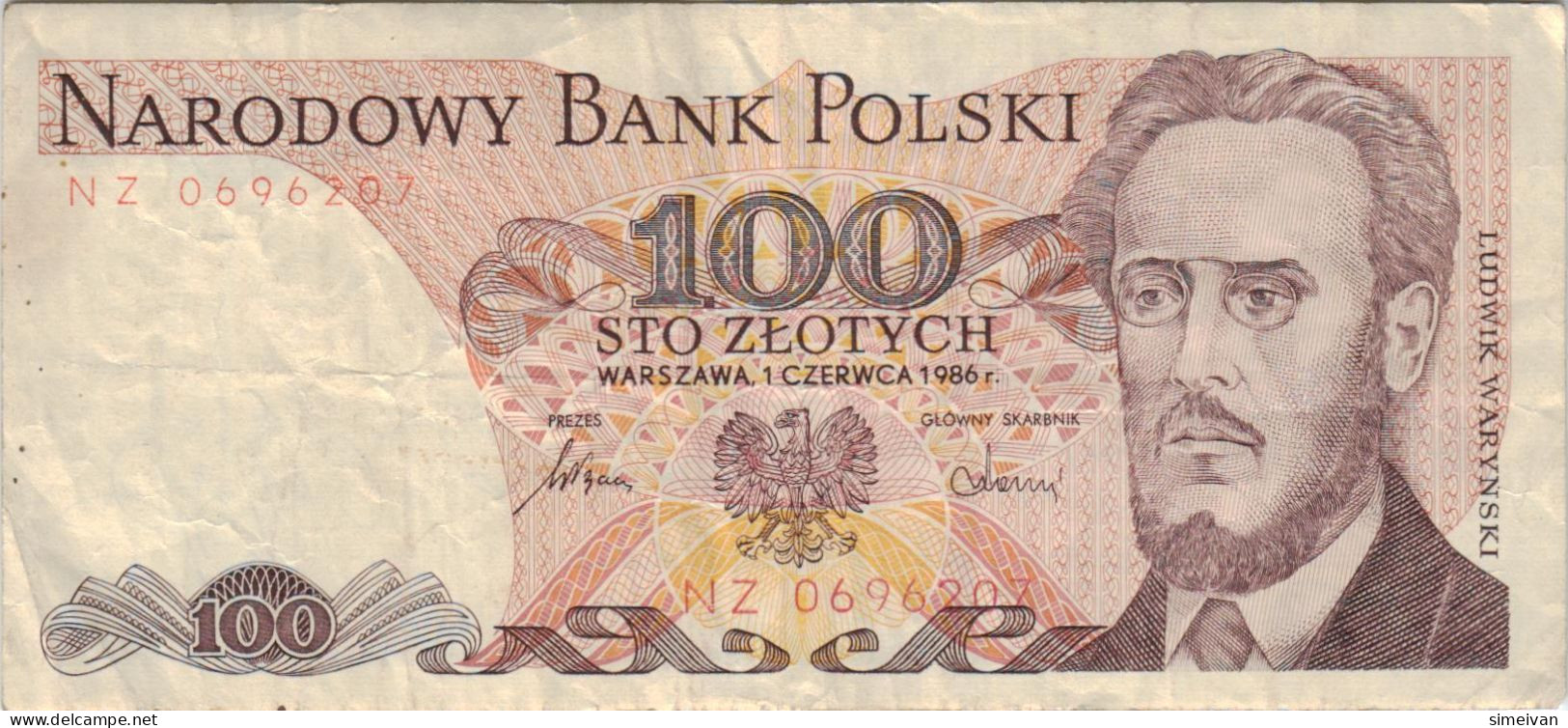 Poland 100 Zlotych 1986 P-143e Banknote Europe Currency Pologne Polen #5304 - Pologne