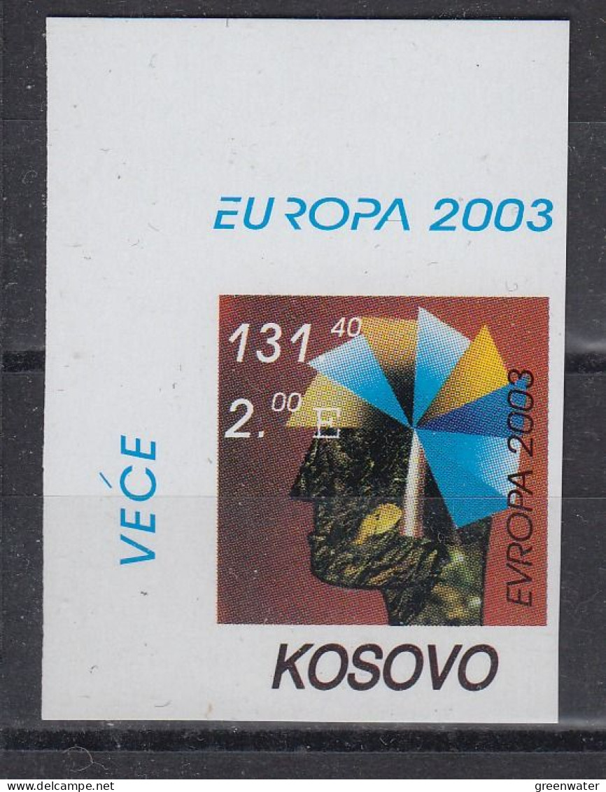 Europa Cept 2003 Kosovo 1v Corner (imperforated) ** Mnh (59136A) - 2003