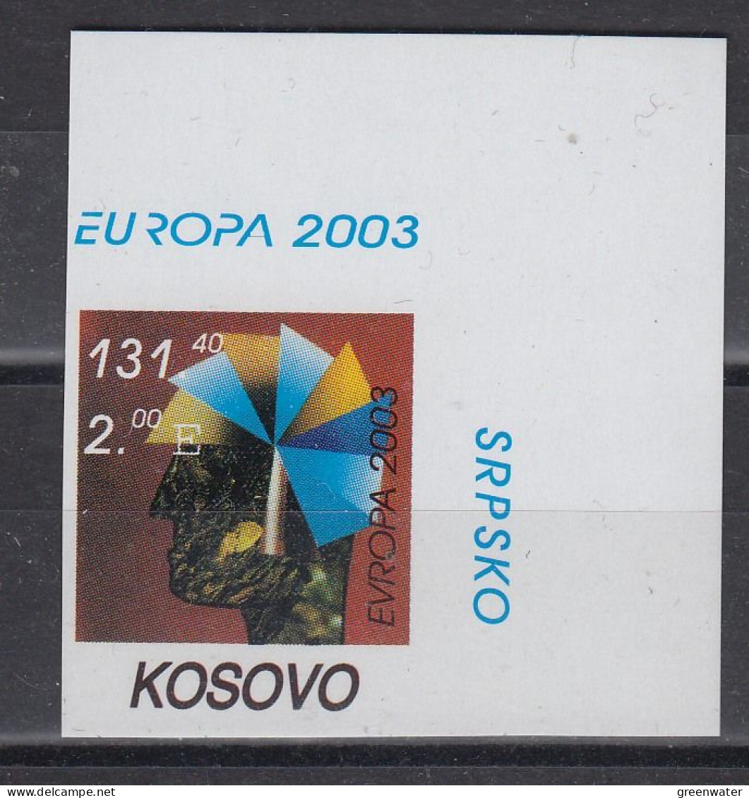 Europa Cept 2003 Kosovo 1v Corner (imperforated) ** Mnh (59136B) - 2003