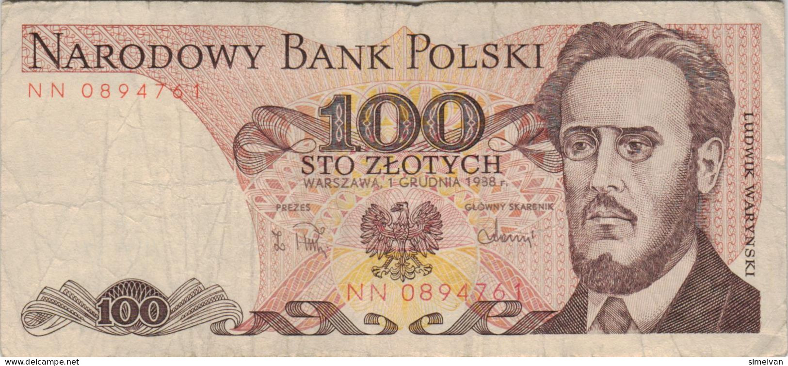 Poland 100 Zlotych 1988 P-143e Banknote Europe Currency Pologne Polen #5306 - Pologne
