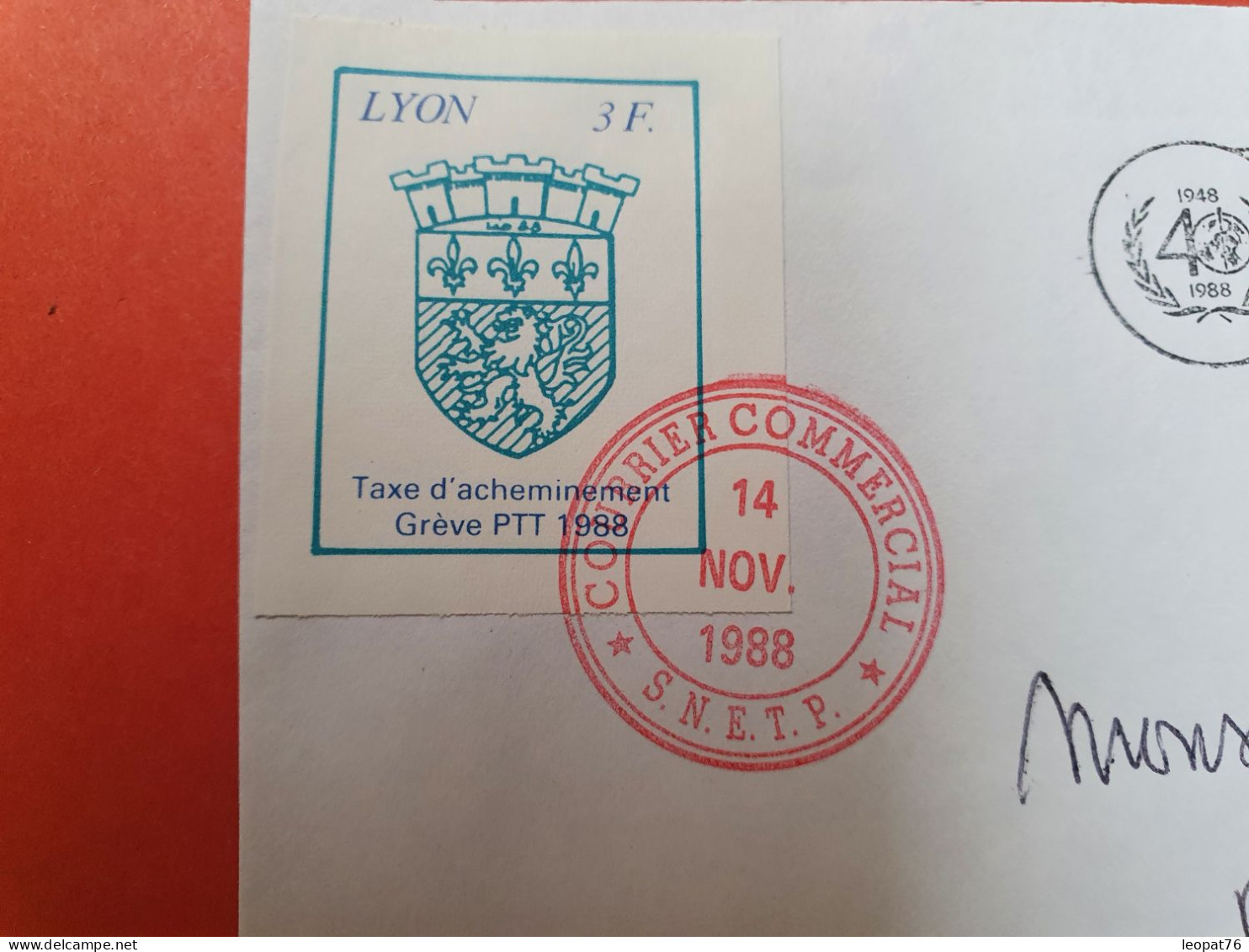 Timbre De Grève De Lyon Sur Enveloppe Pour La Suisse En 1988  - D 33 - Dokumente