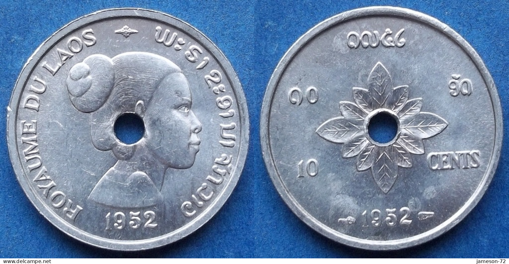 LAOS - 10 Cents 1952 KM# 4 Kingdom Sisavang Vong (1949-1959) - Edelweiss Coins - Laos