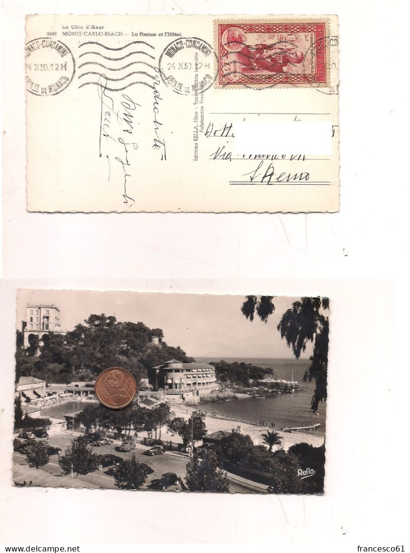 4825) PRINCIPATO DI MONACO 1950 Ranieri III 1950 15c Isolato Card - Briefe U. Dokumente