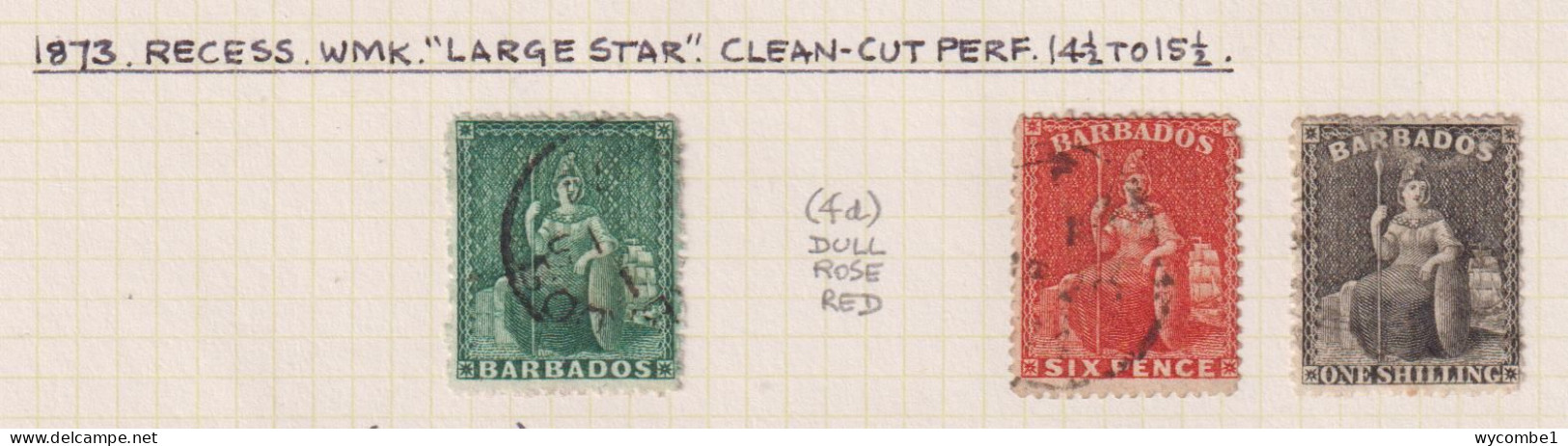 BARBADOS  - 1873 Britannia Wm Large Star Clean Cut Perf 141/2 To 151/2 Values Used As Scan - Barbados (...-1966)