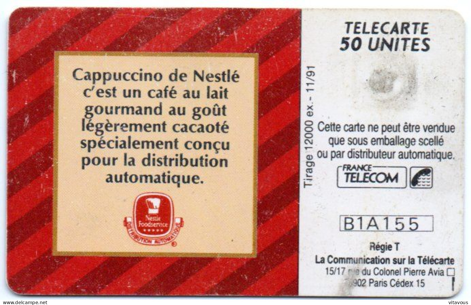 EN 242 CAPPUCCINO NESTLE Café Télécarte FRANCE 50 Unités Phonecard  (F 445) - 50 Unidades