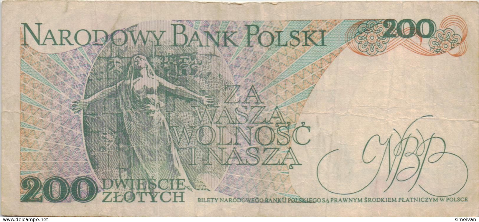 Poland 200 Zlotych 1982 P-144b Banknote Europe Currency Pologne Polen #5307 - Pologne