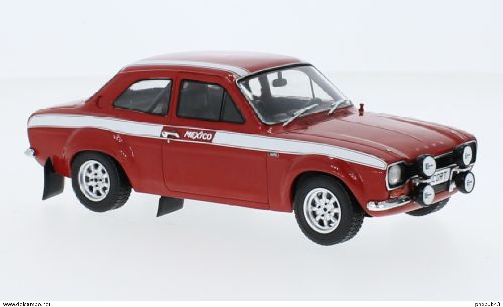 Ford Escort MK I RS Mexico - 1970 - Red + White Stripes - Welly (1:24) - Welly