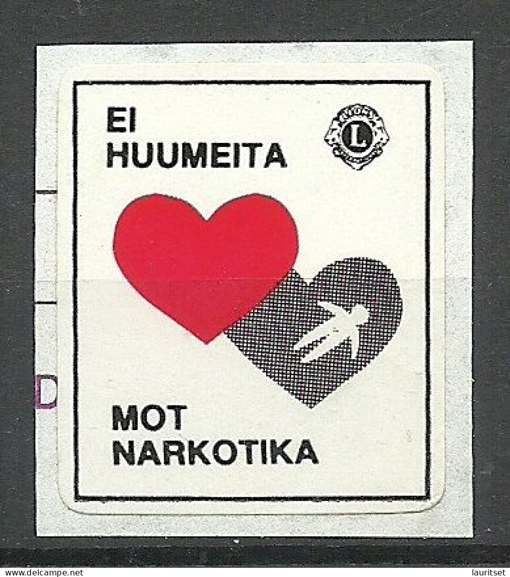 Finland Against Narcotics Gegen D. Drogen Sticker Aufkleber Propaganda Vignette, On Piece - Drogen