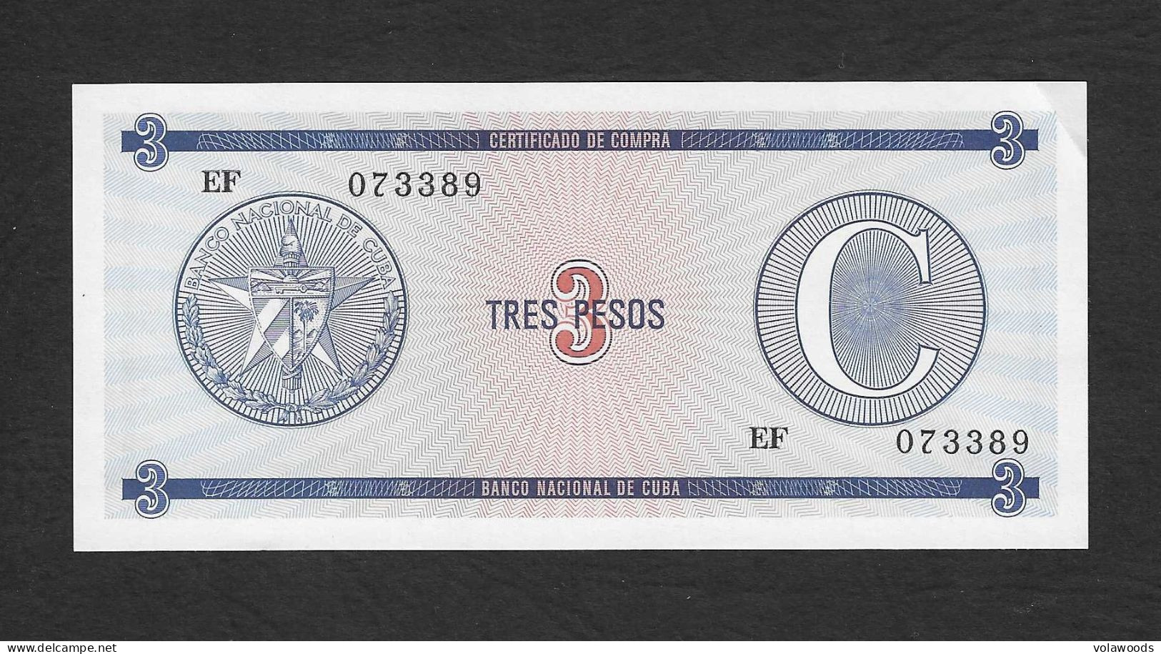 Cuba - Certificato Di Scambio Non Circolato FdS UNC Da 3 Pesos P-FX20 - 1985 - Cuba