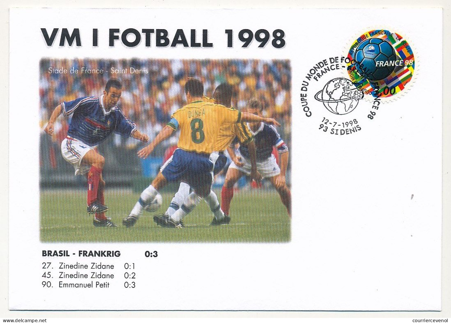 FRANCE - Env. Commémo.  Coupe Du Monde De Foot-Ball 1998 - Brésil France - 1998 – Frankrijk