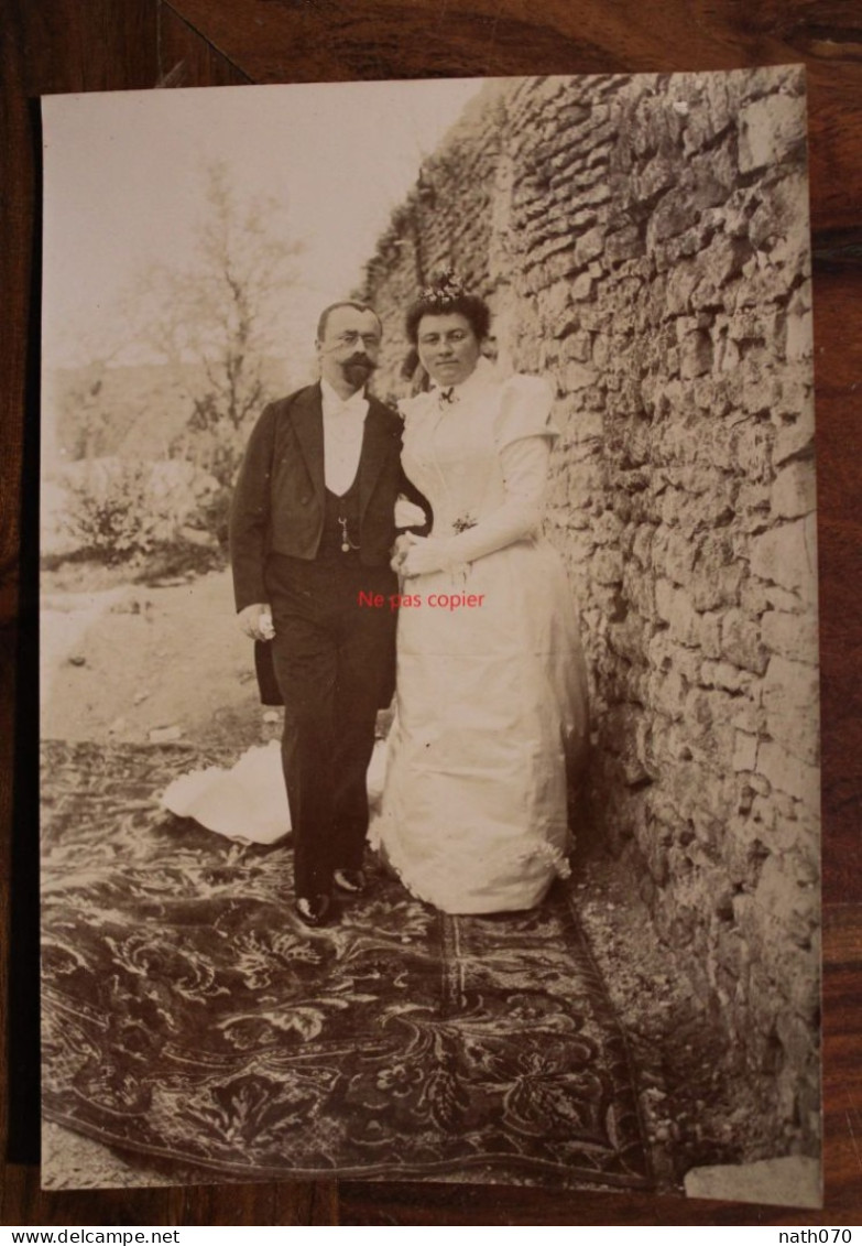 Photo 1890's Couple Mariage Manéné Tirage Albuminé Albumen Print Vintage - Identified Persons