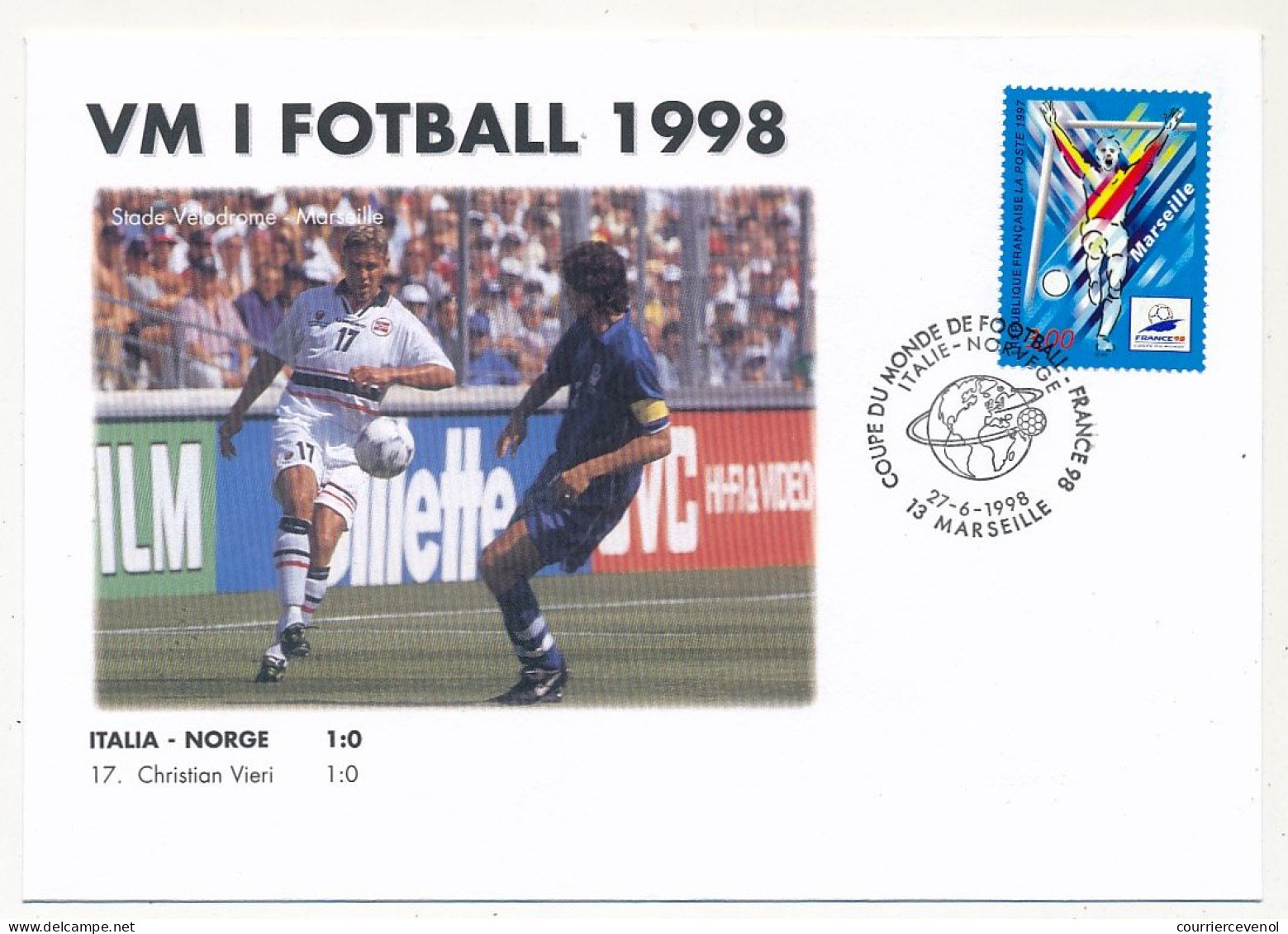 FRANCE - Env. Commémo.  Coupe Du Monde De Foot-Ball 1998 - Italie Norvège - 1998 – France