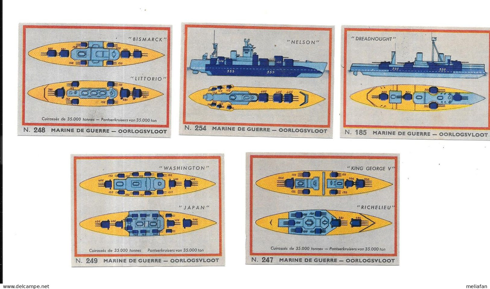 ED36 - CHROMOS CHOCOLAT JACQUES - CUIRASSES - RICHELIEU - NELSON - LITTORIO - BISMARCK - WASHINGTON - JAPAN - Schiffe