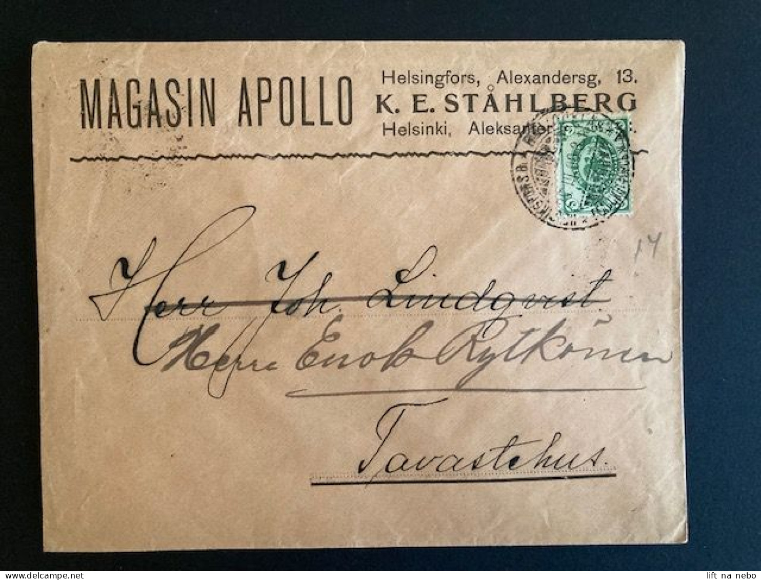 Finland Commercial Cover MAGASIN APOLLO From Helsinki 15.3.1909 To Hämeenlinna 26.3.1909 Stamp - Storia Postale