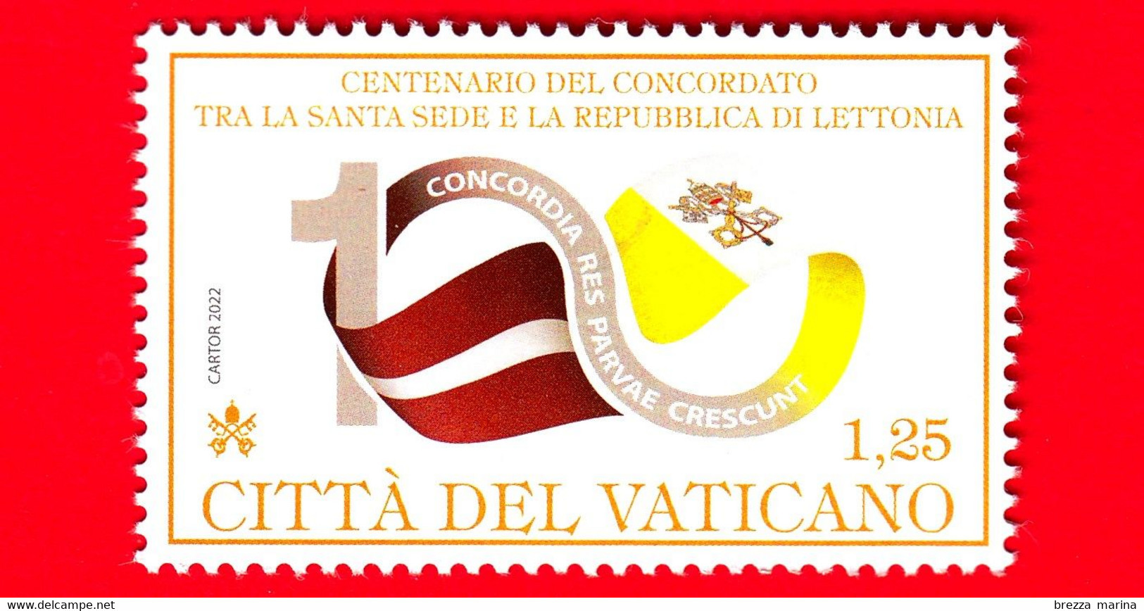 Nuovo - MNH - VATICANO - 2022 - 100 Anni Del Concordato Tra La Santa Sede E La Repubblica Di Lettonia – 1.25 - Unused Stamps