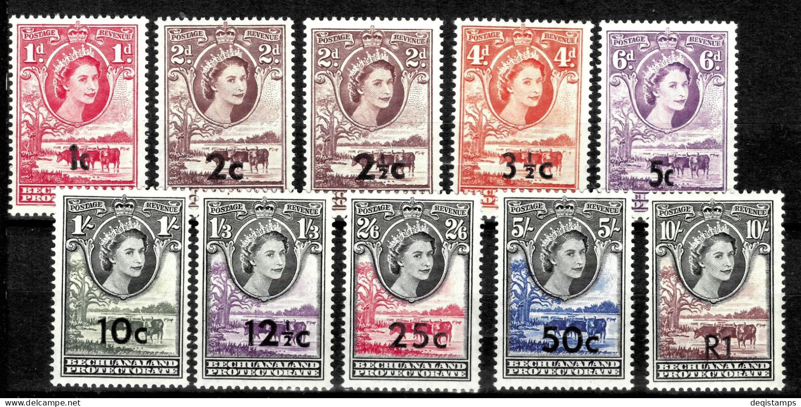 British Bechuanaland Protectorate 1961  SG N. 157-67( Miss 2 1/2c )  MNH Set - 1885-1964 Bechuanaland Protettorato