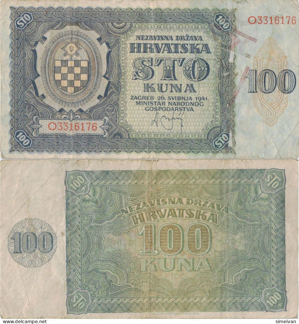 Croatia 100 Kuna 1941 P-2a Banknote Europe Currency Croatie Kroatien #5319 - Croatie