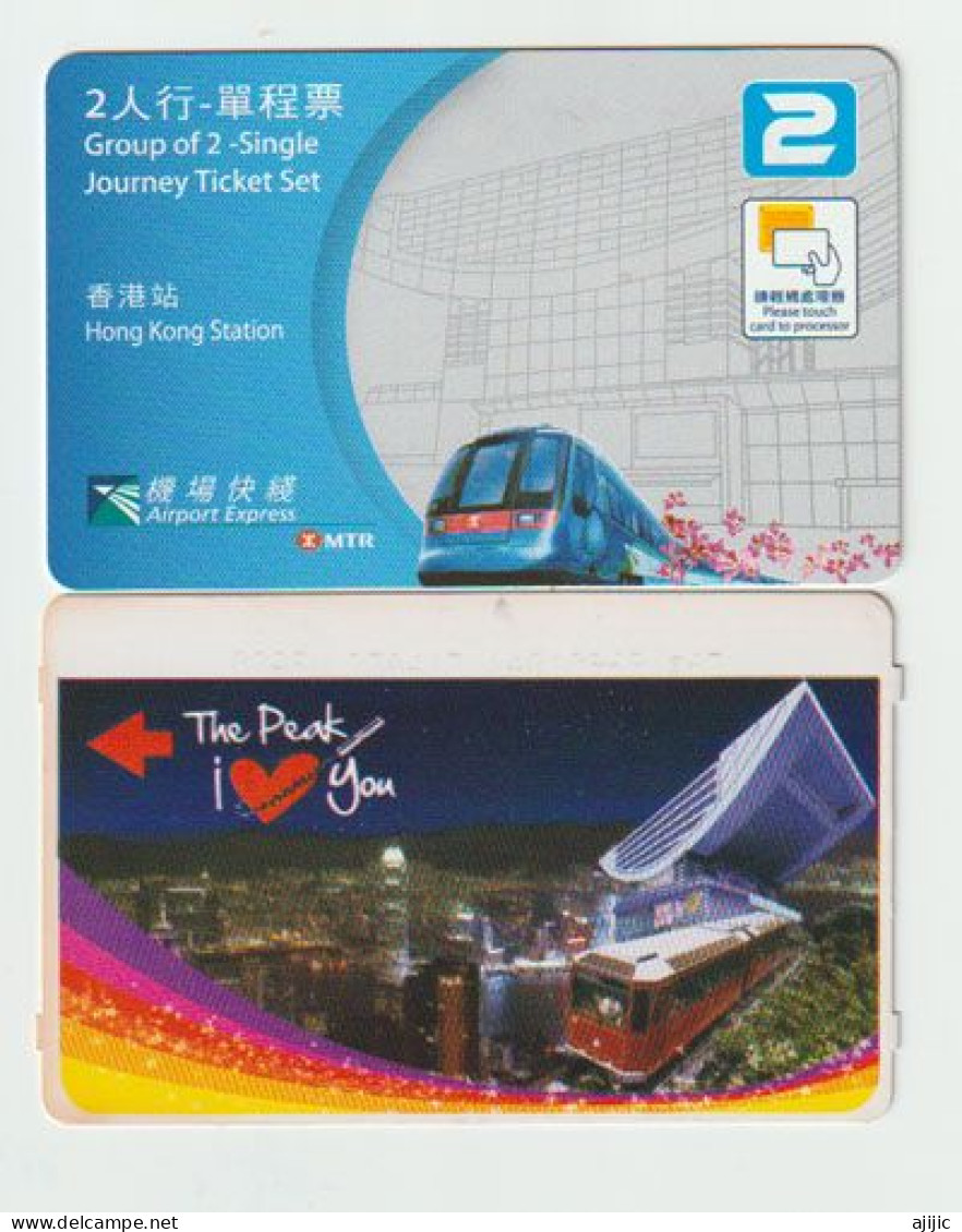 HONG-KONG. METRO JOURNEY TICKETS (MTR) AIRPORT EXPRESS & Victoria Peak Tram. 2 Diff. Tickets - Welt