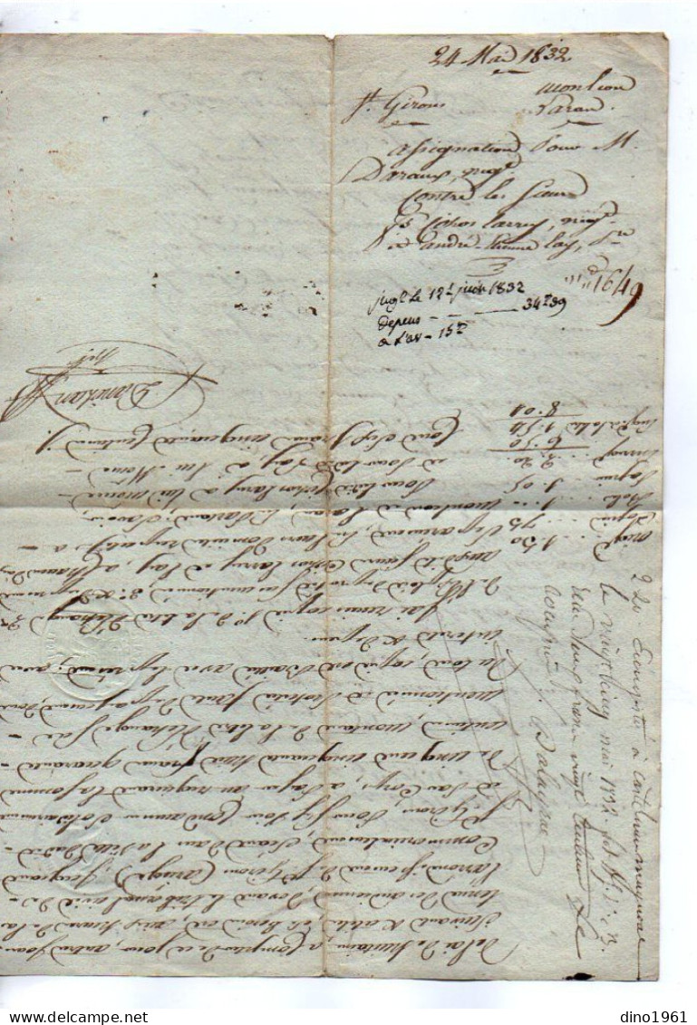 VP22.786 - Acte De 1832 - Assignation Pour M. DARAUX à SAINT - GIRONS Contre M. LARREY,Marchand à MONLEON - MAGNOAC - Manuscrits