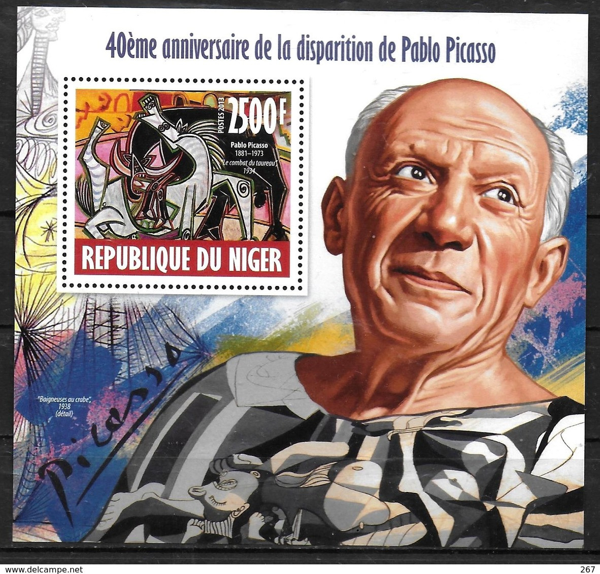 NIGER  BF 219  * *  ( Cote 15e )  Tableaux Pablo Picasso Le Combat Du Taureau - Picasso