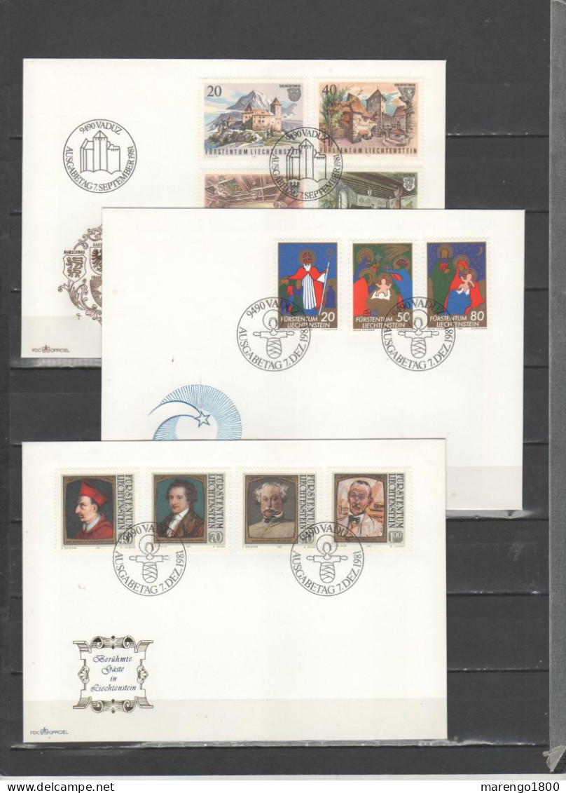 Liechtenstein 1978-1992 - Collezione di 100 FDC + 12 cartoline natalizie delle Poste           (g6995)