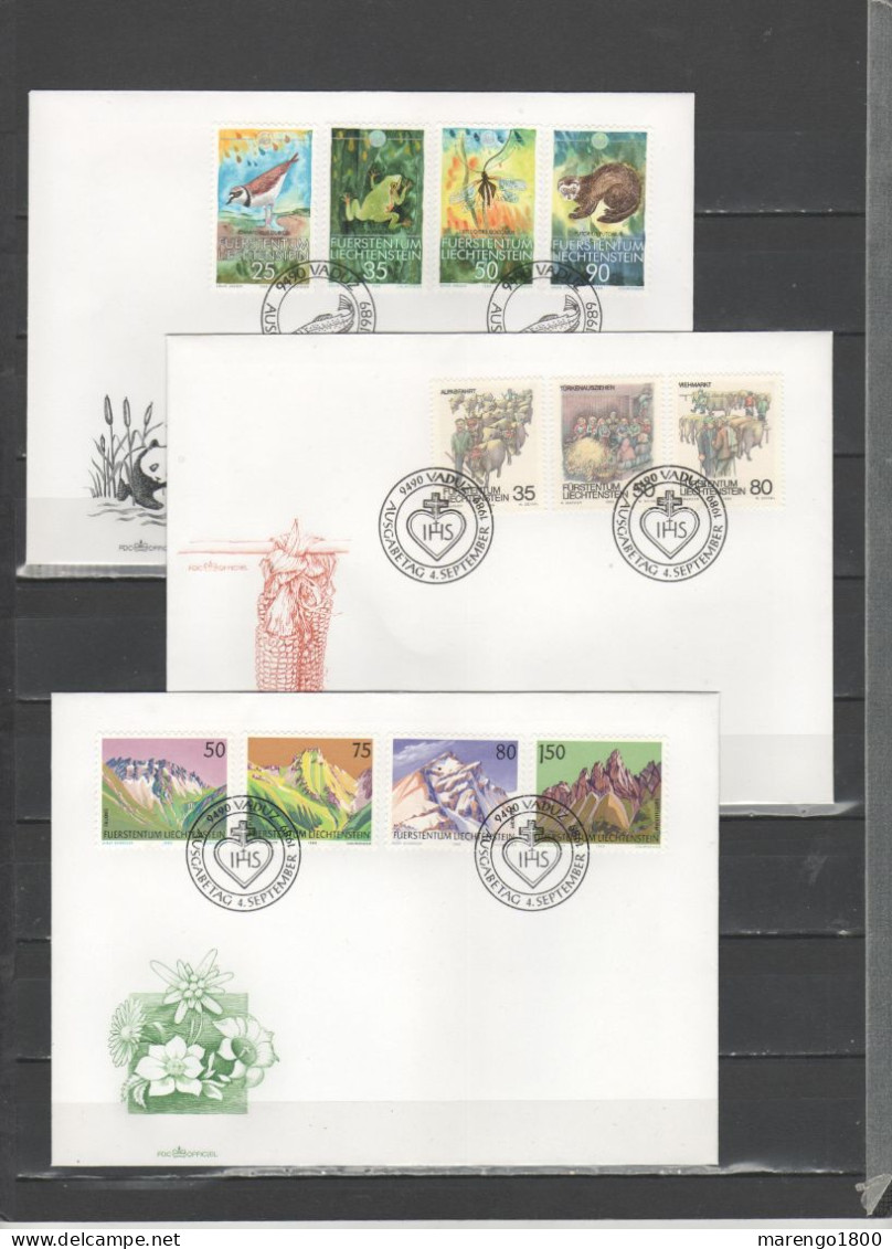 Liechtenstein 1978-1992 - Collezione di 100 FDC + 12 cartoline natalizie delle Poste           (g6995)