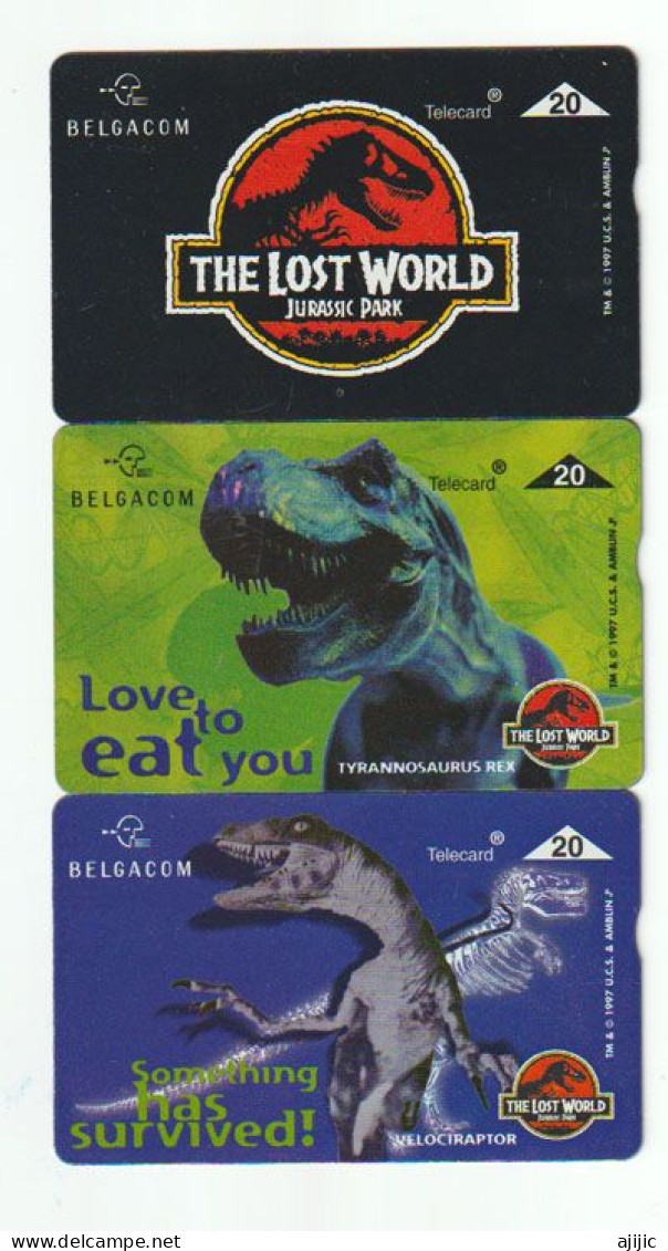 BELGIQUE. BELGACOM.Jurassic Park (film).  3 Differents Phonecards - Telecards - Kino