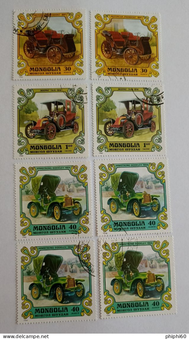 MONGOLIE - 8 Timbres Voitures - Mongolie