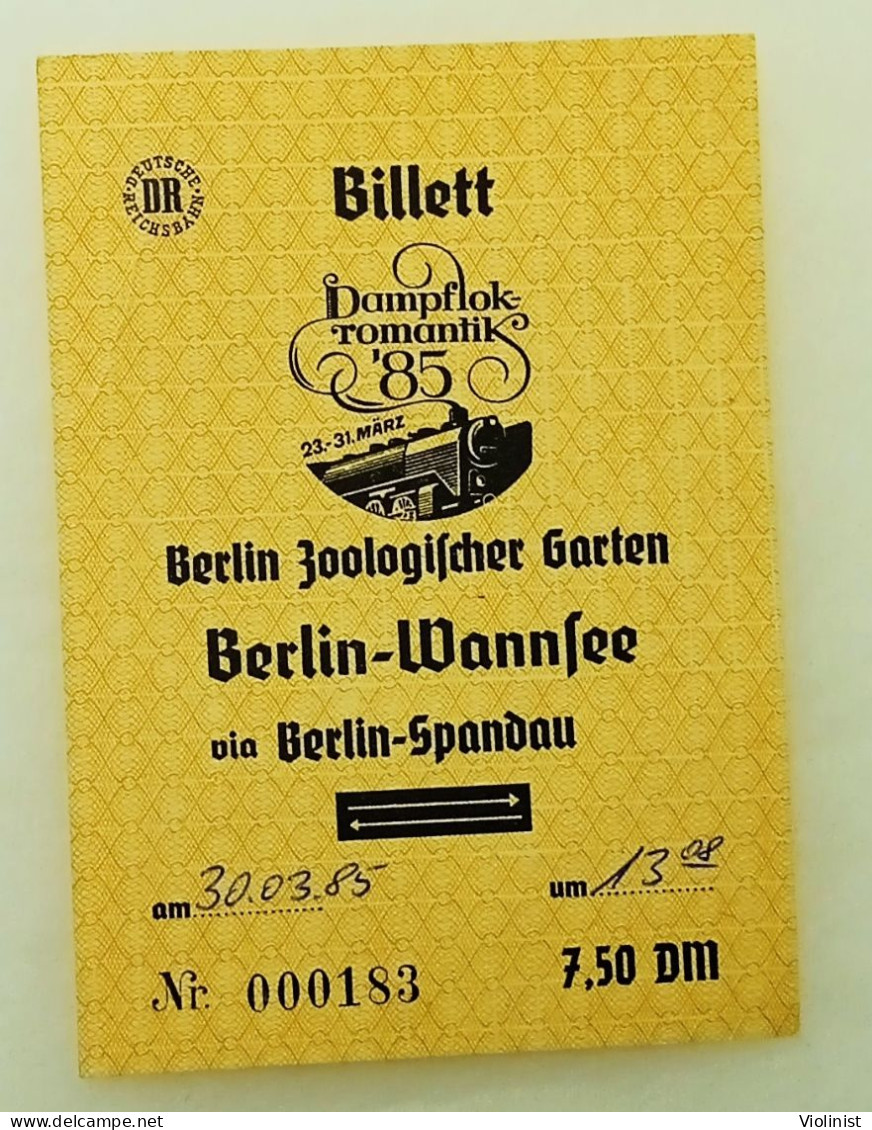 Germany-Steam Locomotive Romance Ticket-Berlin Zoologischer Garten Berlin-Wannsee Via Berlin-Spandau - Europe